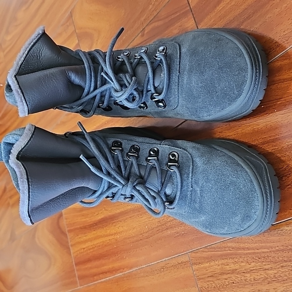 Steve Madden Womens Leather Fur Hiking Reia Comfy Soft Lace Up Lug Sole Boots 9